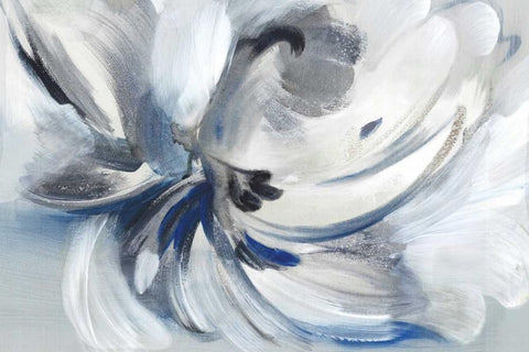 Blue Flower I White Modern Wood Framed Art Print with Double Matting by Mravyan, Valeria
