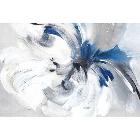 Blue Flower II Black Modern Wood Framed Art Print with Double Matting by Mravyan, Valeria
