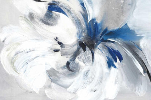 Blue Flower II White Modern Wood Framed Art Print with Double Matting by Mravyan, Valeria