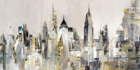 New York, New York  White Modern Wood Framed Art Print with Double Matting by Mravyan, Valeria