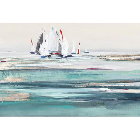 Still Sailing White Modern Wood Framed Art Print by Lera