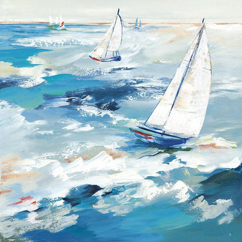 Smooth Sailing White Modern Wood Framed Art Print with Double Matting by Lera
