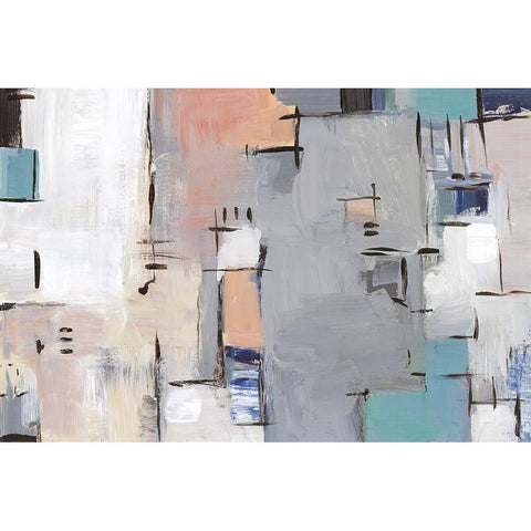 Intertwining Grid II Black Modern Wood Framed Art Print with Double Matting by Lera
