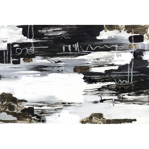 Balancing Blue Black Modern Wood Framed Art Print with Double Matting by Lera