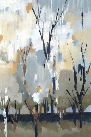 Silversong Birch I  White Modern Wood Framed Art Print with Double Matting by Lera