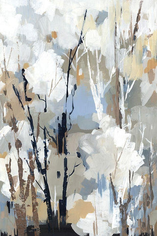 Silversong Birch II White Modern Wood Framed Art Print with Double Matting by Lera