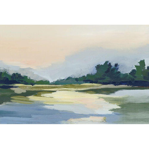 Forest Sunset View Black Modern Wood Framed Art Print by Lera