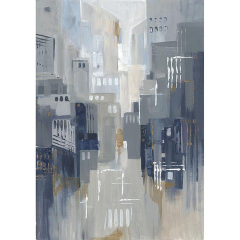 Indigo City II White Modern Wood Framed Art Print by Lera