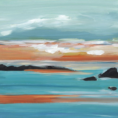 Ocean Oasis  Black Modern Wood Framed Art Print with Double Matting by Lera