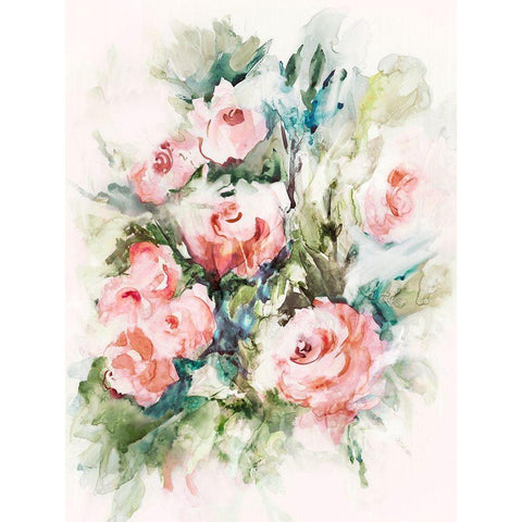 Fresh Pink Florals I  Black Modern Wood Framed Art Print by Lera