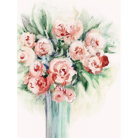 Roses in a Vase I  Gold Ornate Wood Framed Art Print with Double Matting by Lera