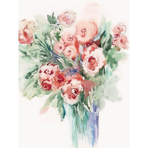 Roses in a Vase II Black Modern Wood Framed Art Print with Double Matting by Lera