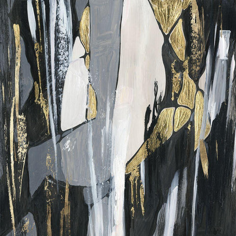 Golden Patches I  Black Ornate Wood Framed Art Print with Double Matting by Lera