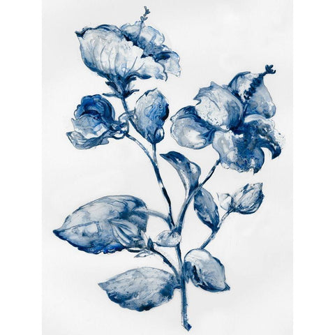 Blue Blooming  Black Modern Wood Framed Art Print with Double Matting by Lera