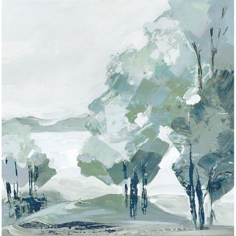 Blue Tree Forest II  Black Modern Wood Framed Art Print by Lera