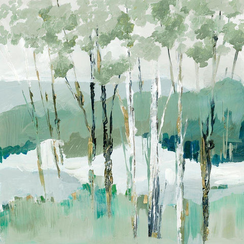 Quiet Birch Forest I  Black Modern Wood Framed Art Print with Double Matting by Lera
