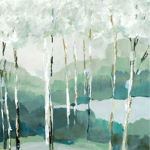 Quiet Birch Forest II  White Modern Wood Framed Art Print by Lera