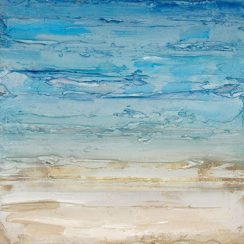 Blue Coastal Landscape II Black Modern Wood Framed Art Print by Lera