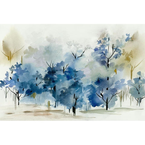 Standing Still Blue I Black Modern Wood Framed Art Print by Lera