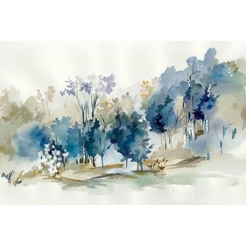 Standing Still Blue II Black Modern Wood Framed Art Print by Lera