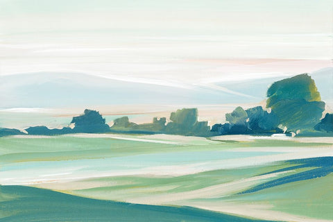 Green Serene  I Black Modern Wood Framed Art Print by Lera