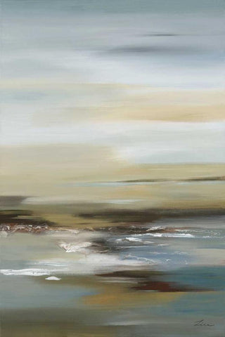 Serene I LTD. ED White Modern Wood Framed Art Print with Double Matting by Lena