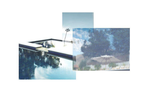 Swimming Pool Black Ornate Wood Framed Art Print with Double Matting by Mourier, Lily