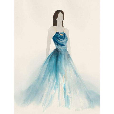 Blue Dress I  Black Modern Wood Framed Art Print by Lily K
