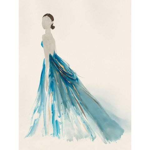 Blue Dress II Black Modern Wood Framed Art Print by Lily K