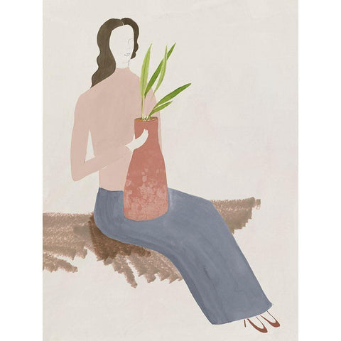 Plant Lady II Gold Ornate Wood Framed Art Print with Double Matting by Lily K