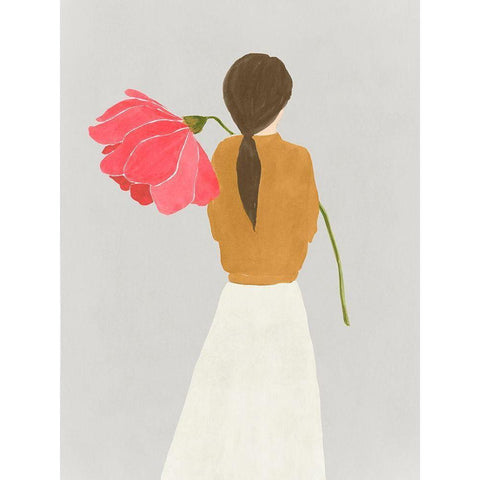Flower Woman I  Black Modern Wood Framed Art Print by Lily K