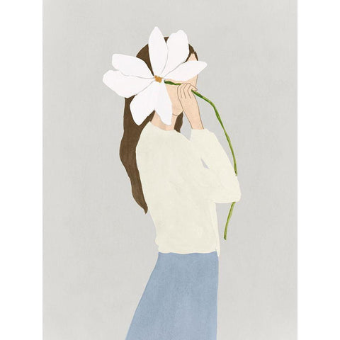 Flower Woman II Black Modern Wood Framed Art Print with Double Matting by Lily K