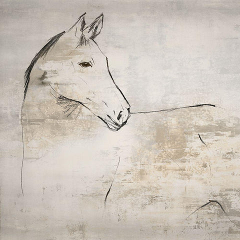 Horse II  White Modern Wood Framed Art Print with Double Matting by Lily K
