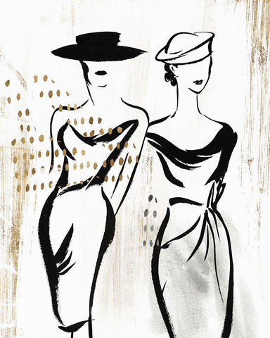 Fashion Figures I  White Modern Wood Framed Art Print with Double Matting by Lily K