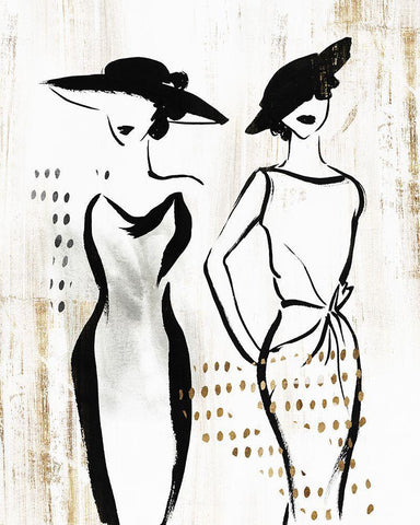 Fashion Figures II  White Modern Wood Framed Art Print with Double Matting by Lily K