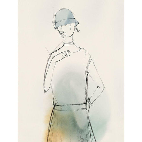 Fashion Girl I  Black Modern Wood Framed Art Print with Double Matting by Lily K
