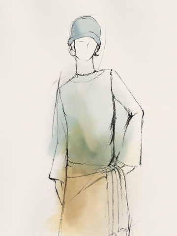 Fashion Girl II White Modern Wood Framed Art Print with Double Matting by Lily K