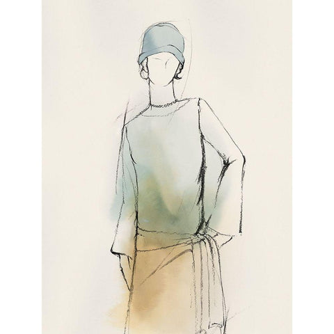 Fashion Girl II Black Modern Wood Framed Art Print with Double Matting by Lily K