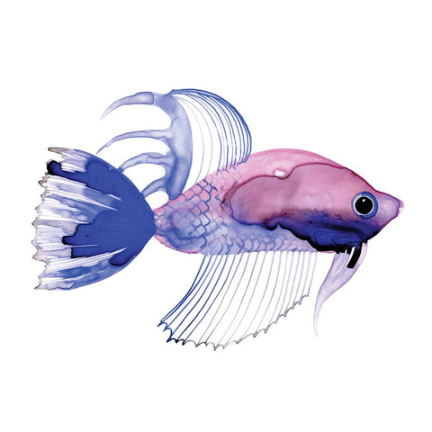 Purple Fish Black Ornate Wood Framed Art Print with Double Matting by Berg, Margaret