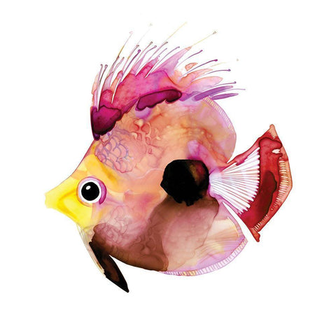Pink Fish Black Modern Wood Framed Art Print by Berg, Margaret