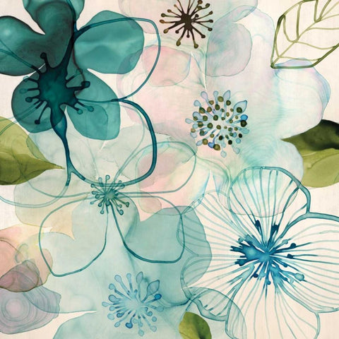 Water Blossoms I White Modern Wood Framed Art Print with Double Matting by Berg, Margaret