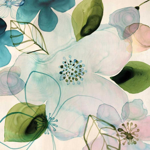 Water Blossoms II Black Modern Wood Framed Art Print by Berg, Margaret