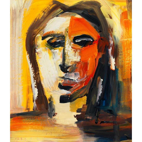 Face II Black Modern Wood Framed Art Print with Double Matting by Pulliam, Mark