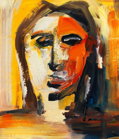 Face II White Modern Wood Framed Art Print with Double Matting by Pulliam, Mark