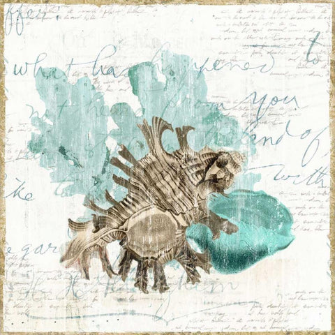 Shell Letter I Black Modern Wood Framed Art Print by Woods, Maya