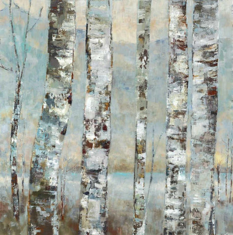 Winter Birch I  Black Ornate Wood Framed Art Print with Double Matting by Woods, Maya