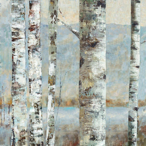 Winter Birch II Black Modern Wood Framed Art Print by Woods, Maya