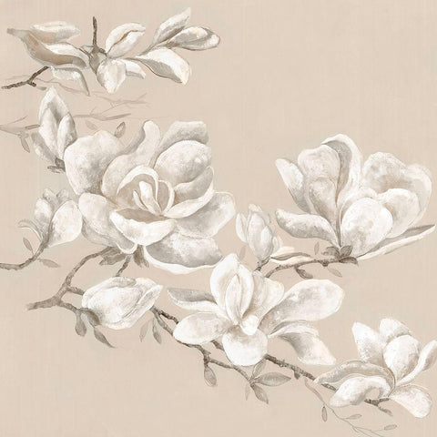 Neutral Magnolia I Black Modern Wood Framed Art Print by Woods, Maya