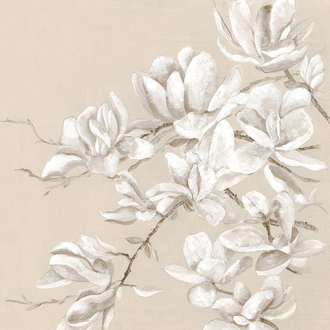 Neutral Magnolia II Black Modern Wood Framed Art Print by Woods, Maya