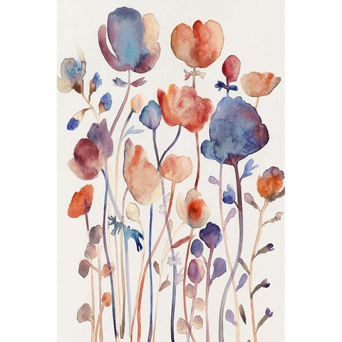 Wild Flowers II Gold Ornate Wood Framed Art Print with Double Matting by Woods, Maya